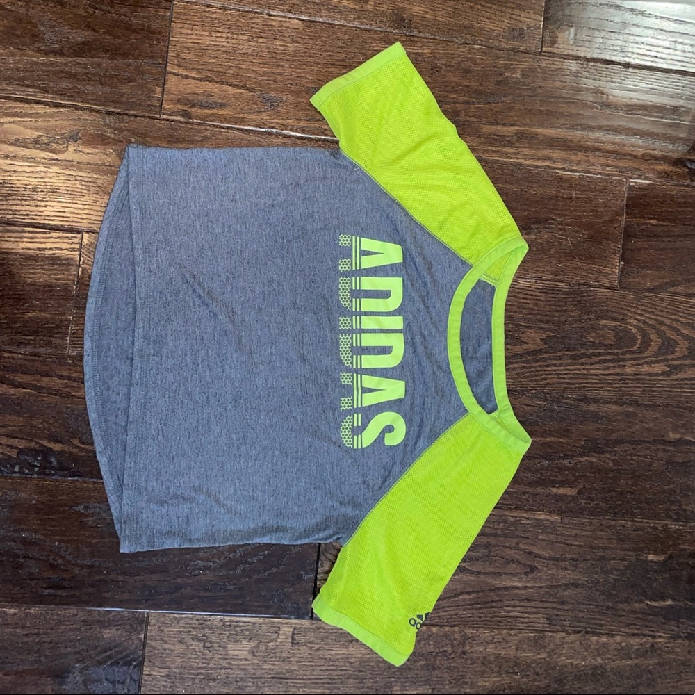 medium green grey kids addidas top